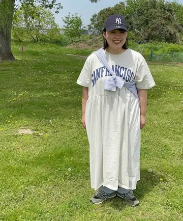 大きいサイズ ぽっちゃりさんの為に作った 綿100％ ロゴ入り ギャザー