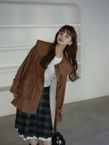 チェック柄プリーツスカート　idem イデム idem（イデム）の「drawstring check pleats skirt / ロー
