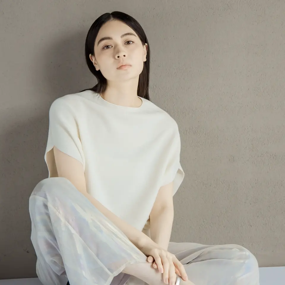 ふるさと納税 服 女 茨城県 つくばみらい市  限定 1品 ハンドメイド サマーニット 五分袖 藤色・生成色（ カギ針編み ） ケープ 服 ファッション レディース … 限定 1品 】【ハンドメイド】 サマーニット 五分袖 藤色・生成色