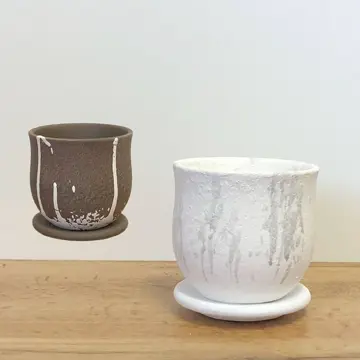 陶器鉢 3.5号 デザイン陶器 セラミック ソーサー付 選べるカラー