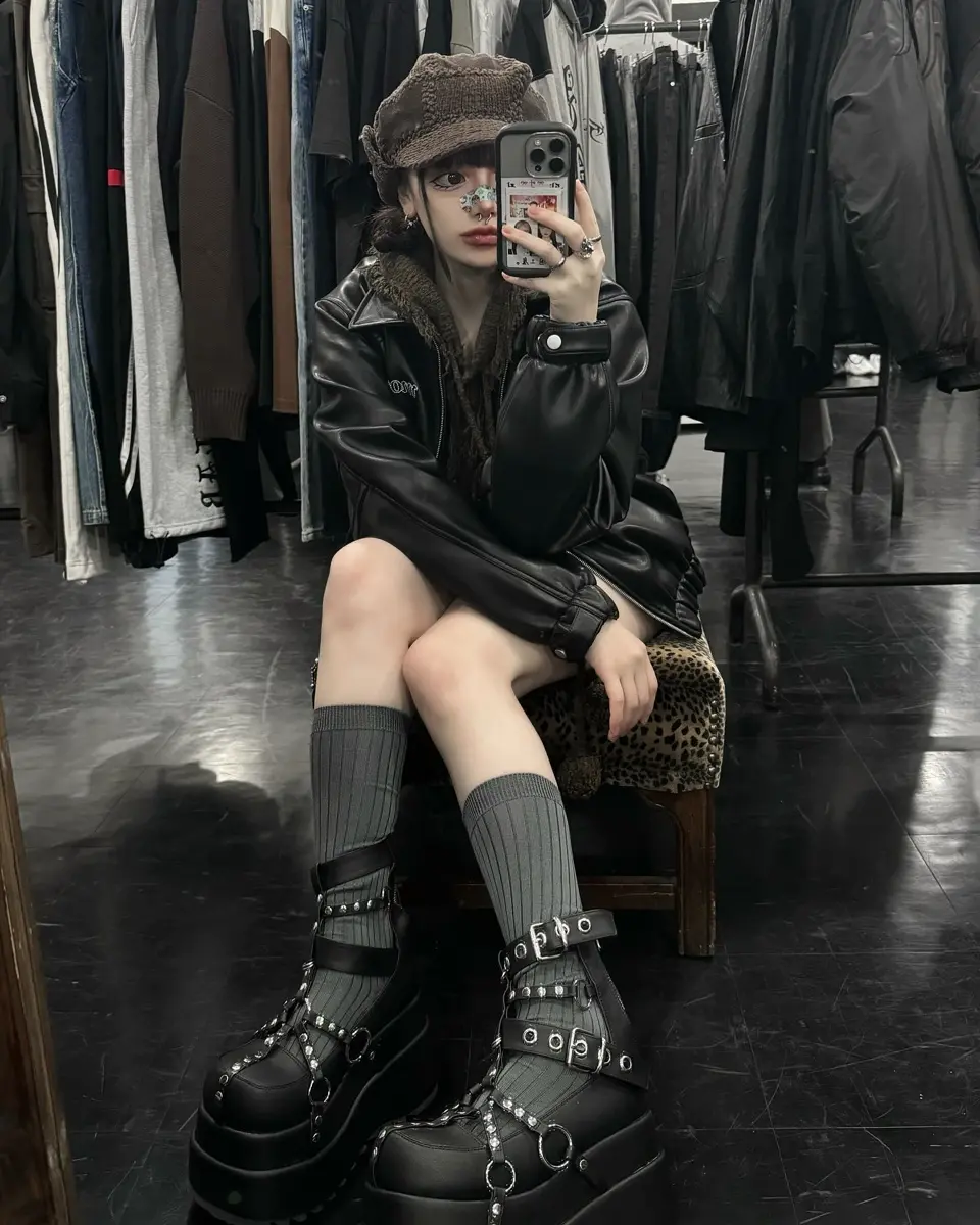 ♡ Moditec ジャケット MODITEC】Embroidered locomotive leather jacket | OUR BRAND