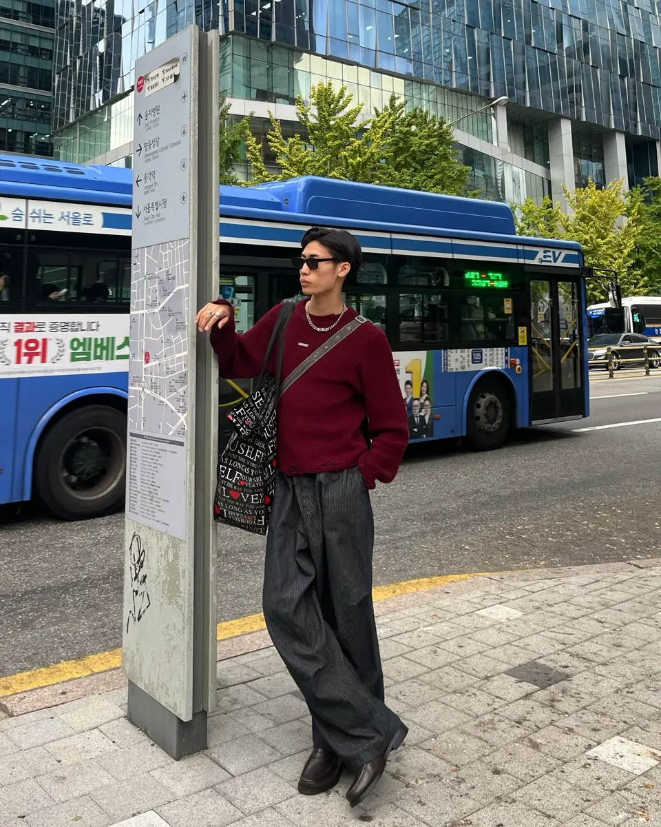 CS】mock neck damage knit (red) | OUR BRAND,Chikashitsu +,CS