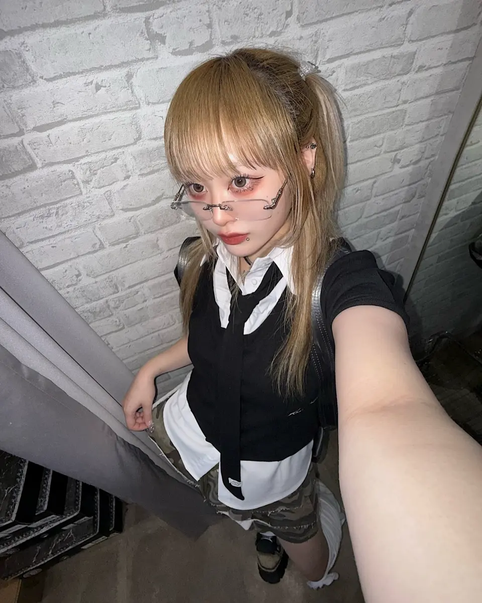 トップス FANCY CLUB Preppy Ribbon Tie Shirt BLACK FANCY CLUB ブラウス シャツ 「FANCY CLUB」PREPPY RIBBON TIE