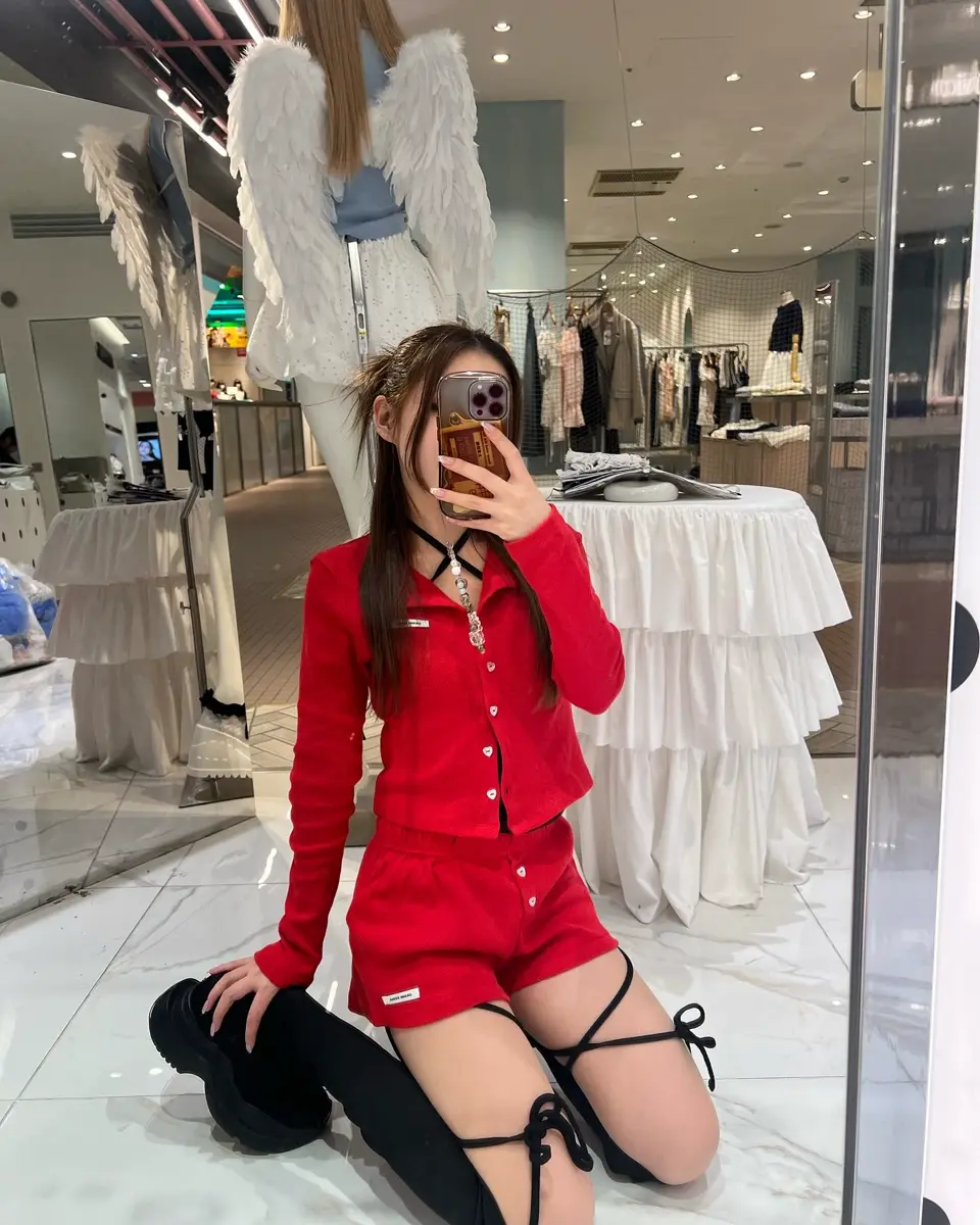 CRANK】HEART BUTTON EYELET CARDIGAN | OUR BRAND,CRANK