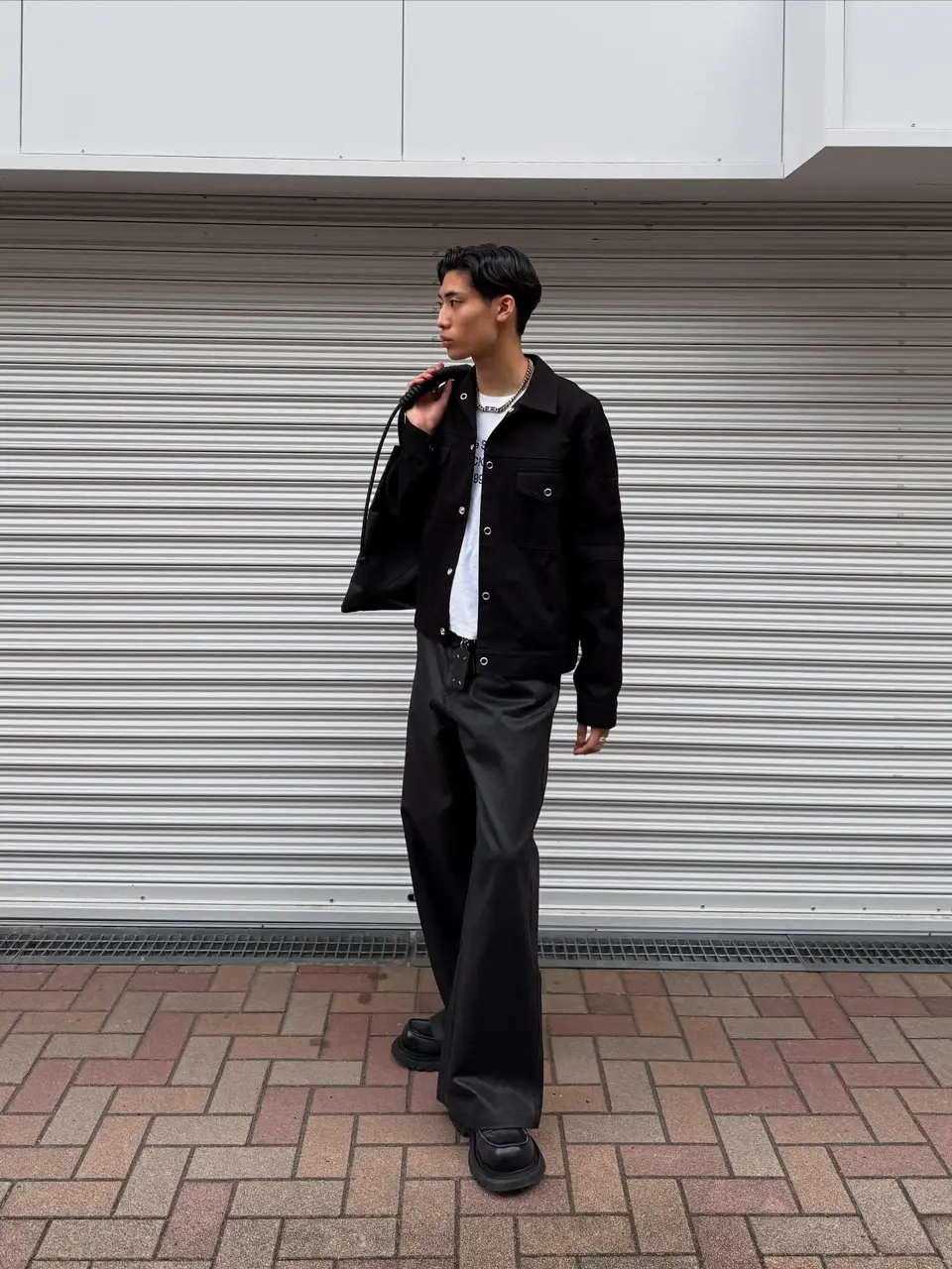 CS】coated wide denim pants (black) | OUR BRAND,Chikashitsu +,CS