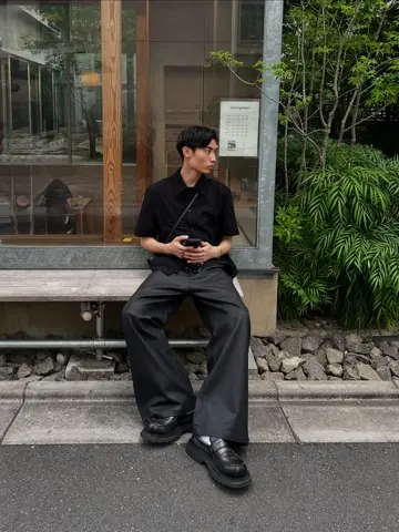 パンツ CS coated vide denim pants black CS】coated wide denim