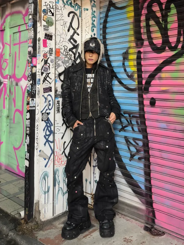 RICH】Dark Knight Flare Waxed Pants | OUR BRAND,RICH | PRESSING