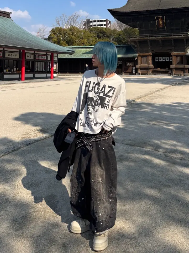 Cozy world Wide】25 LEOPARD WAXED GREY BAGGY JEANS – PRESSING WEB SHOP