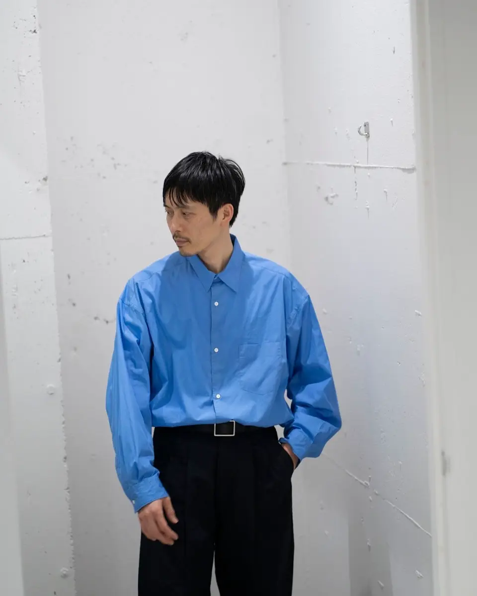 Broad l/s oversized regular collar shirt-ブロードロング