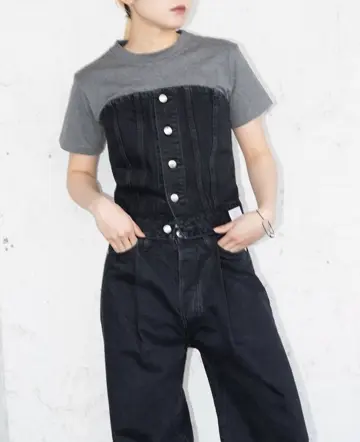 HYKE ストラップレス ビスチェ ブラック TWILL STRAPLESS TOP-ツイルストラップレストップ-HYKE（ハイク