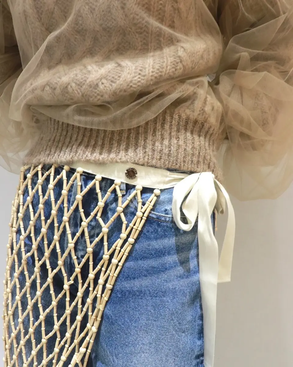 Woodbeads apron-ウッドビーズエプロン-Chika Kisada（チカキサダ