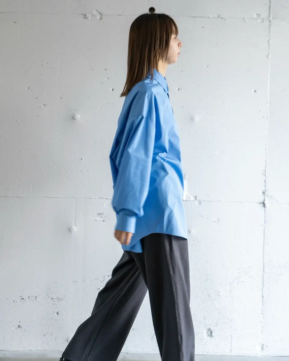 High Count Broad L/S Oversized Regular Collar Shirt-ハイ