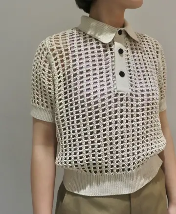 【新品・未使用】HYKE CROSHETED POLO SWEATER WOMEN【HYKE】CROCHETED POLO SWEATER 川口春奈 - メルカリ