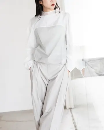 SHEER STRAIGHT FIT PANTS-シアーストレートフィットパンツ