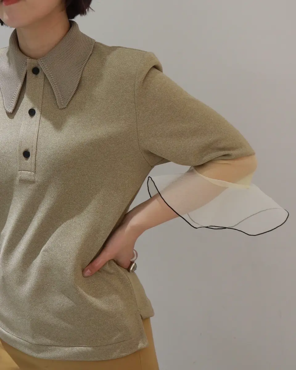 Melange jersey polo shirt-メランジジャージーポロシャツ-TOGA