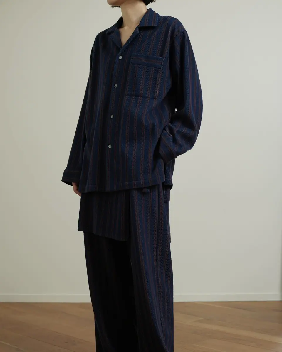 Rayon ombre check apron dress-コットンインライストライプシャツ