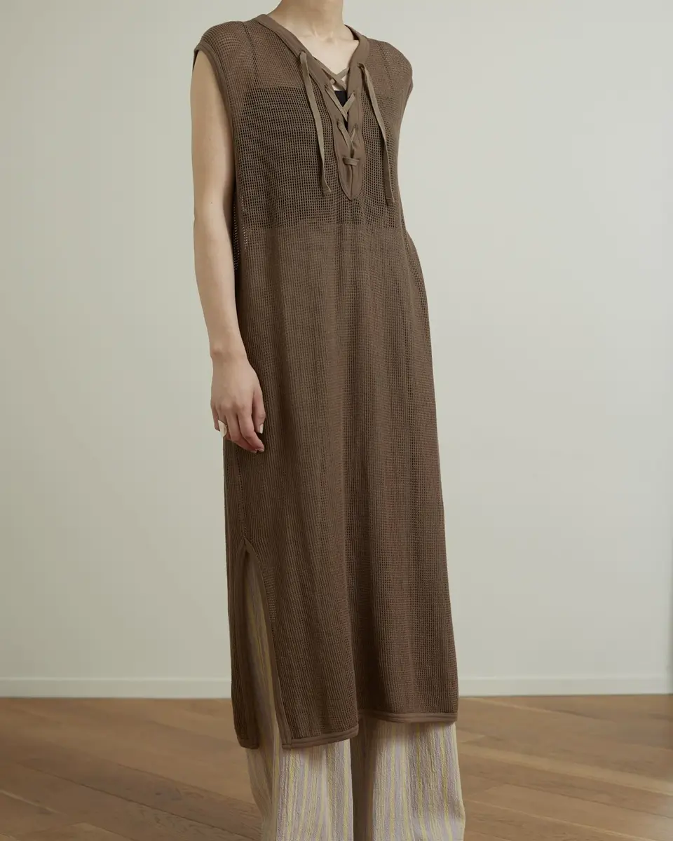 Basket mesh lace up dress-バスケットメッシュレースアップ