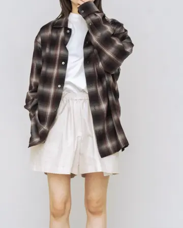 Silk cotton stripe wide shorts-シルクコットンストライプ