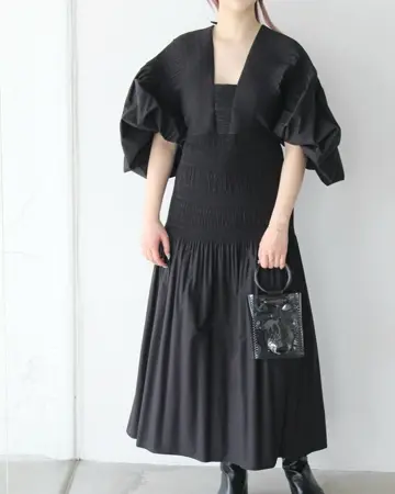 Micro Pleats Volume Dress-ミクロプリーツボリュームドレス