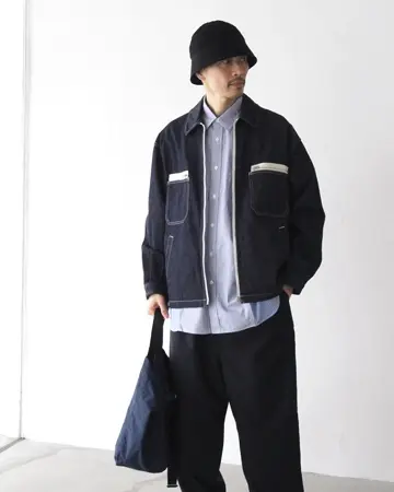 Washed cotton denim blouson-ウォッシュドコットンデニム