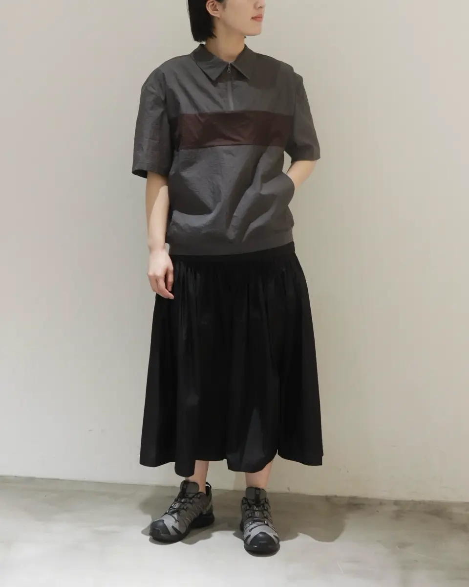 SHIRRING CULOTTE PANTS-シャーリングキュロットパンツ-AMOMENTO