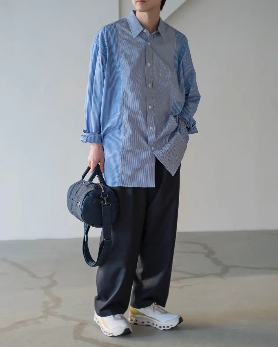 Cotton stripe x cotton stripe shirt-コットンストライプシャツ