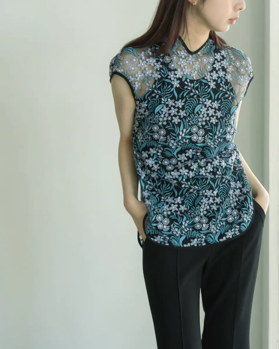 Acetate Polyester Collarless Double Breasted Jacket