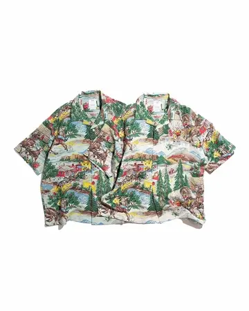VISVIM ヴィズヴィム CROSBY SHIRT 半袖シャツ 半袖 シャツ VISVIM Crosby Convertible-Collar Printed Silk Shirt for Men