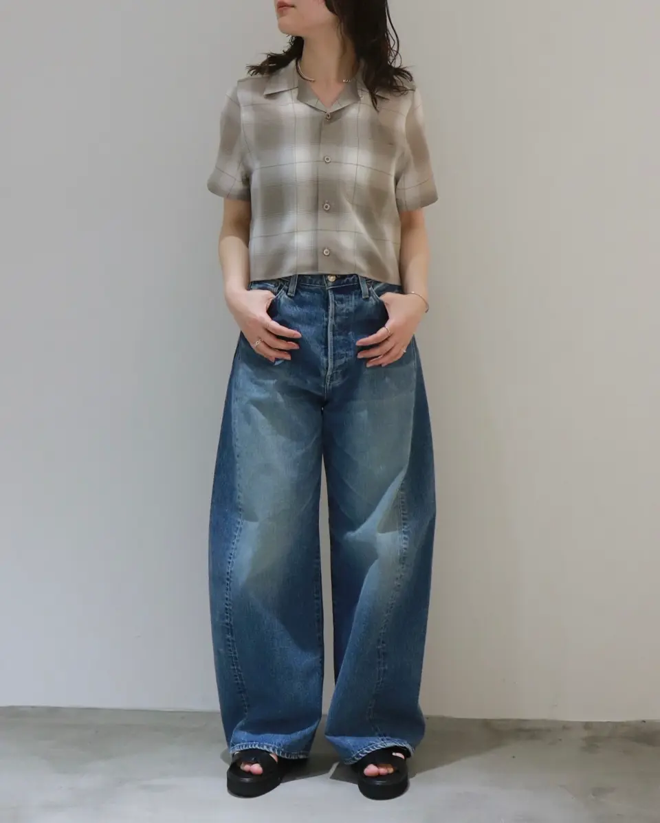HYKE 25SS バレルレッグジーンズ　デニム　青　２　ハイク　DENIM HYKE(ハイク) DENIM BARREL LEG JEANS - COLDBECK ONLINE