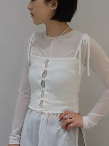 Cotton shirring camisole -コットンシャーリングキャミソール-PHEENY