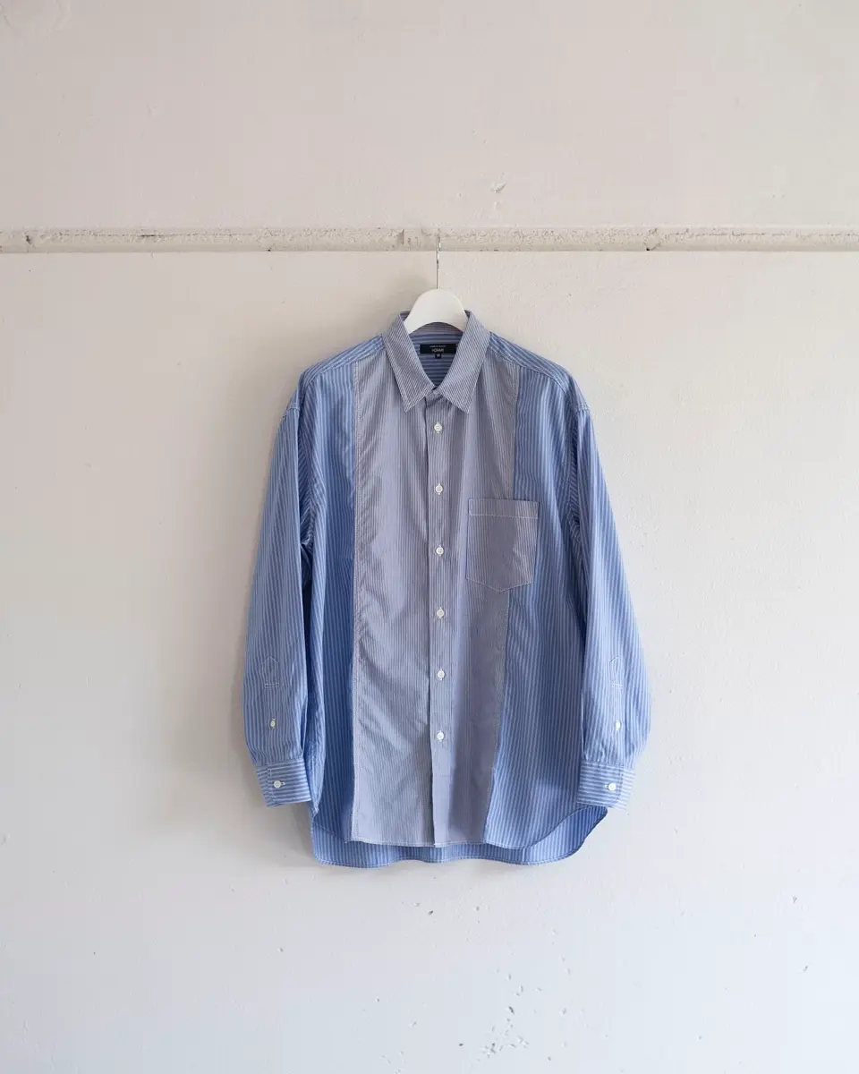 Cotton stripe x cotton stripe shirt-コットンストライプシャツ-COMME