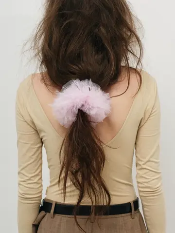 Faux Leather Rose Hair Tie-フェイクレザーローズヘアタイ-heyep