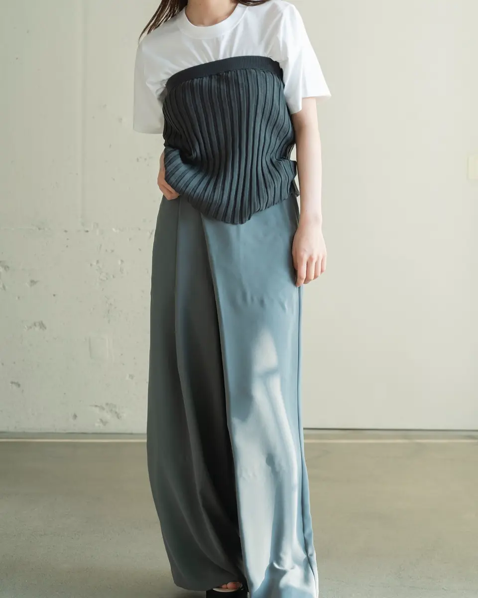 WIDE RIBBED STRAPLESS SWEATER-ワイドリブストラップレス
