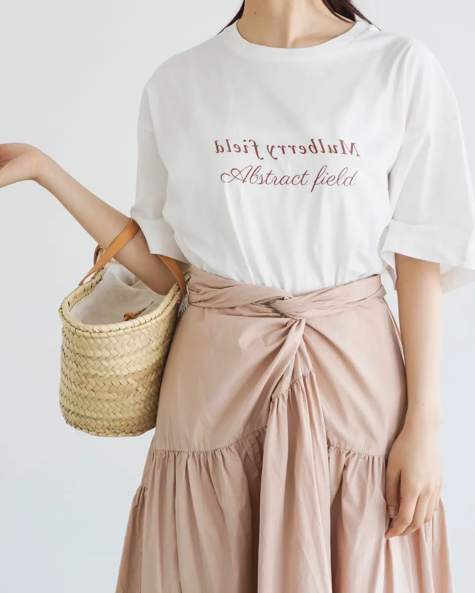Survin cotton broadcloth wrapped gather skirt-コットンラップ