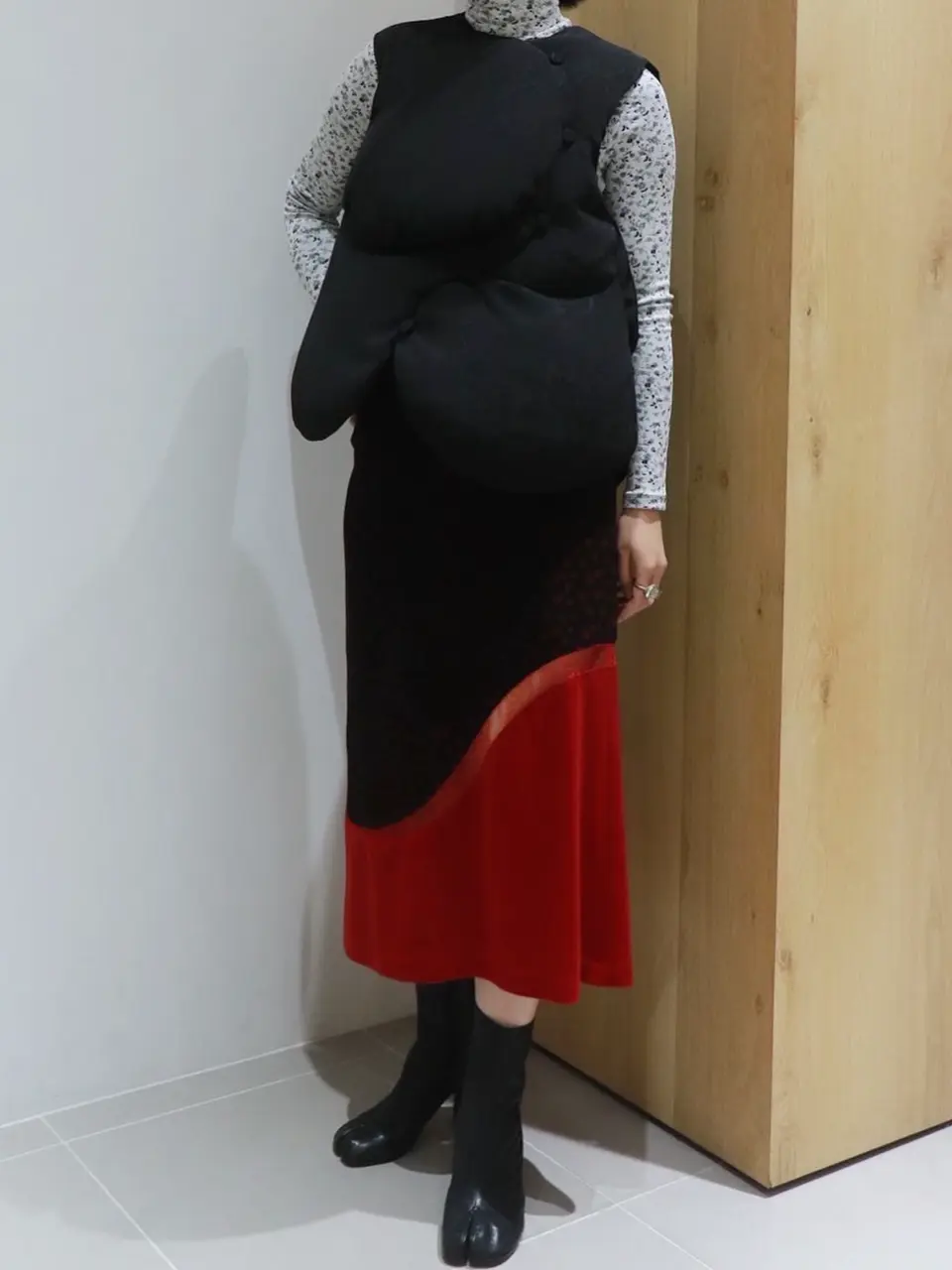 Cupro Triacetate Floral Jacquard Skirt-キュプラトリアセテート