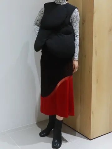 マメクロゴウチ キュプラトリアセテートフローラルジャカードスカート　伊勢丹別注 MM25FW-SK502BKBK-04