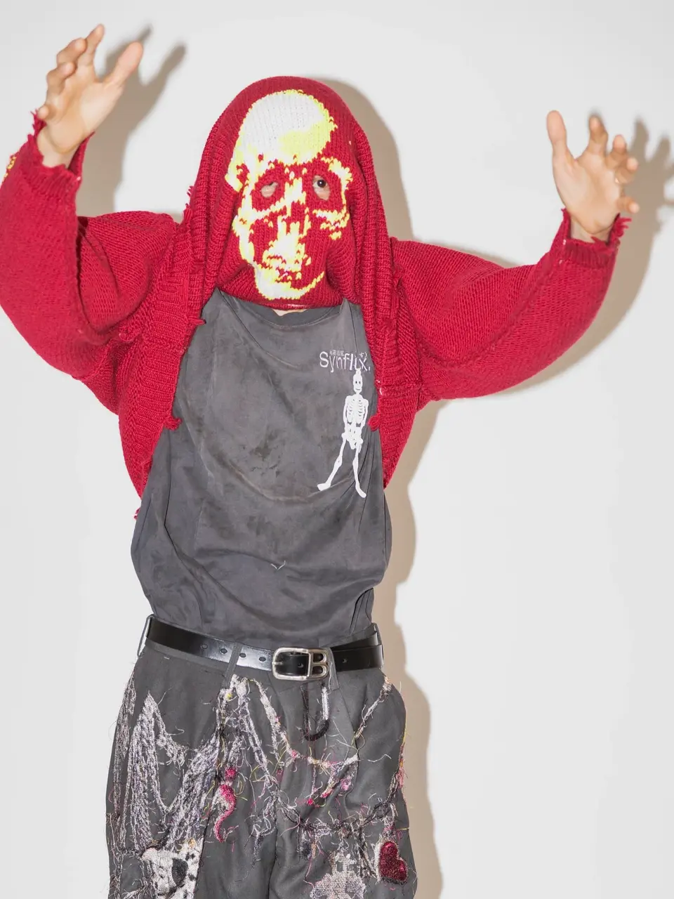 SKELTON SCRATCH KNIT PULLOVER-スケルトンスクラッチニットプル