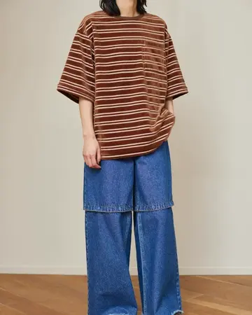 Velvet border S/S-ベルベットボーダーショートスリーブ-PHEENY