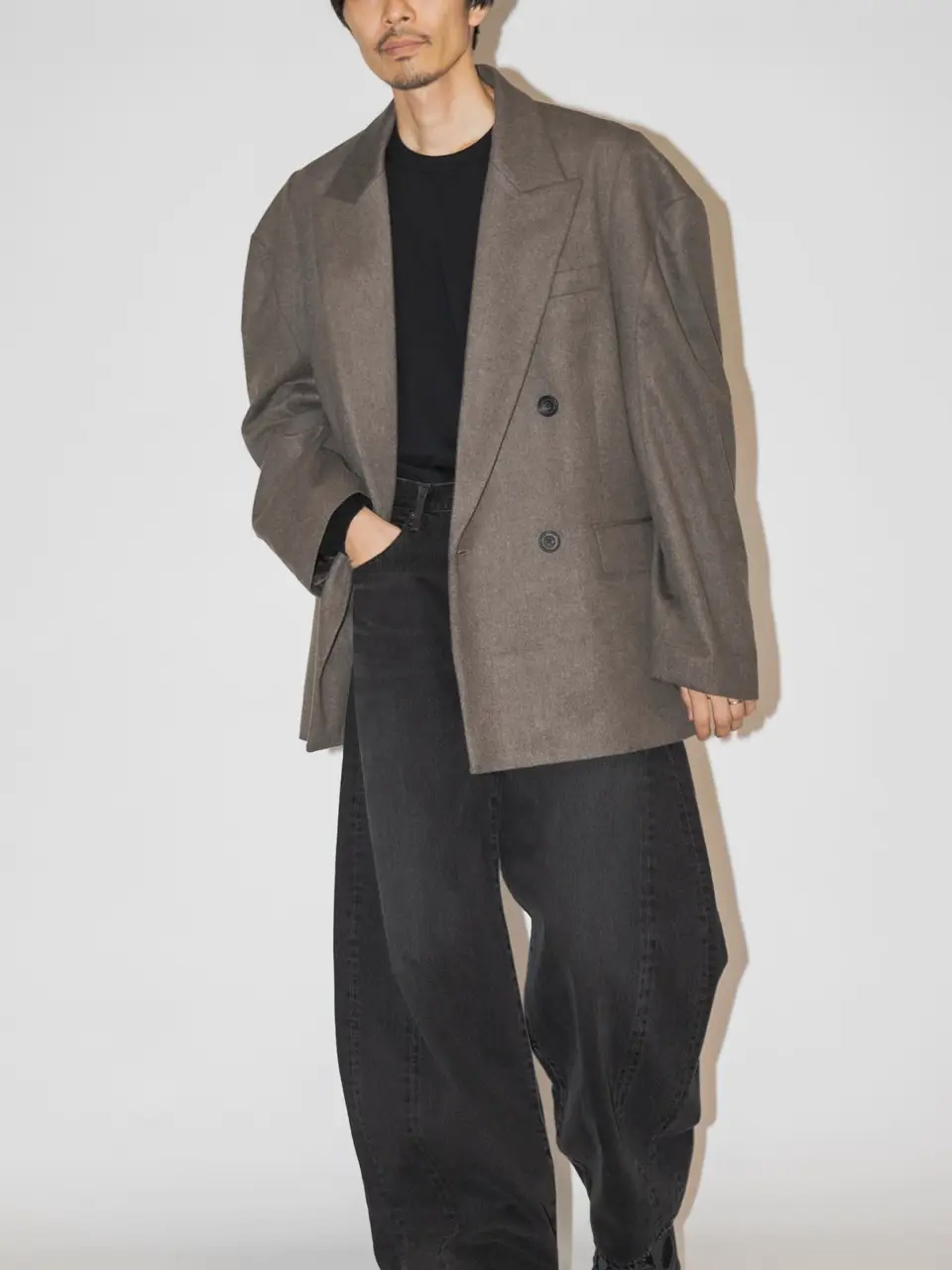 WOOL DOESKIN DEFORMED SHOULDER JACKET-ウールドスキンディム