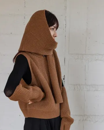 RIBBED KNIT WOOL VEST-リブニットウールベスト-HYKE（ハイク）通販