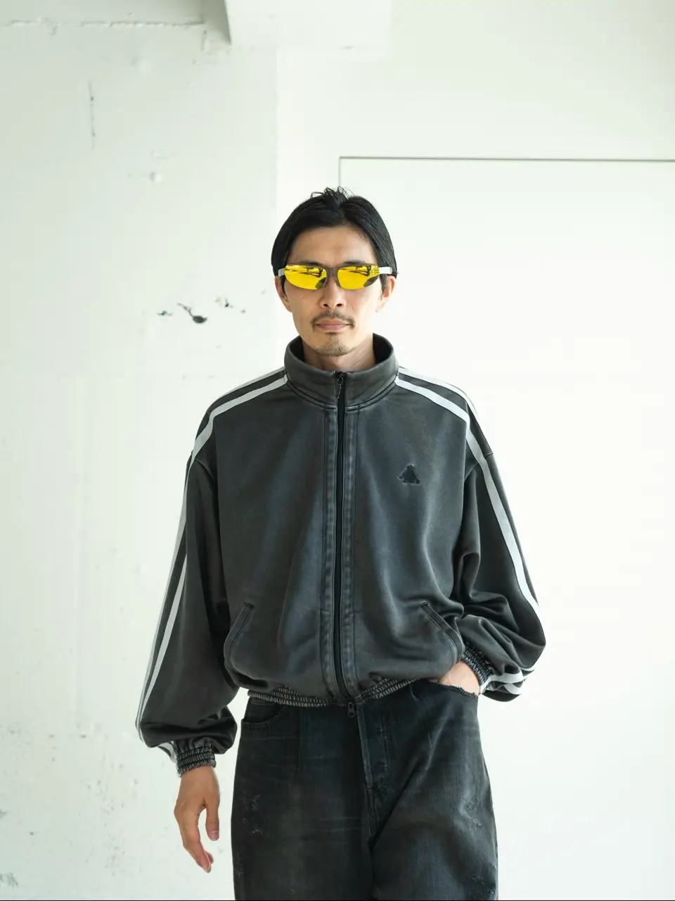 FADED BLACK TRACK JACKET-フェイデッドブラックトラック