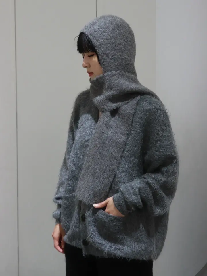 WOOL/ALPACA MILLED KNIT BALACLAVA-ウールアルパカミルニット
