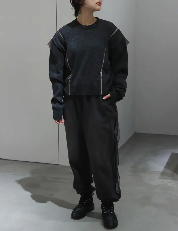 Zip tulle knit-ジップチュールニット-Chika Kisada（チカキサダ）通販