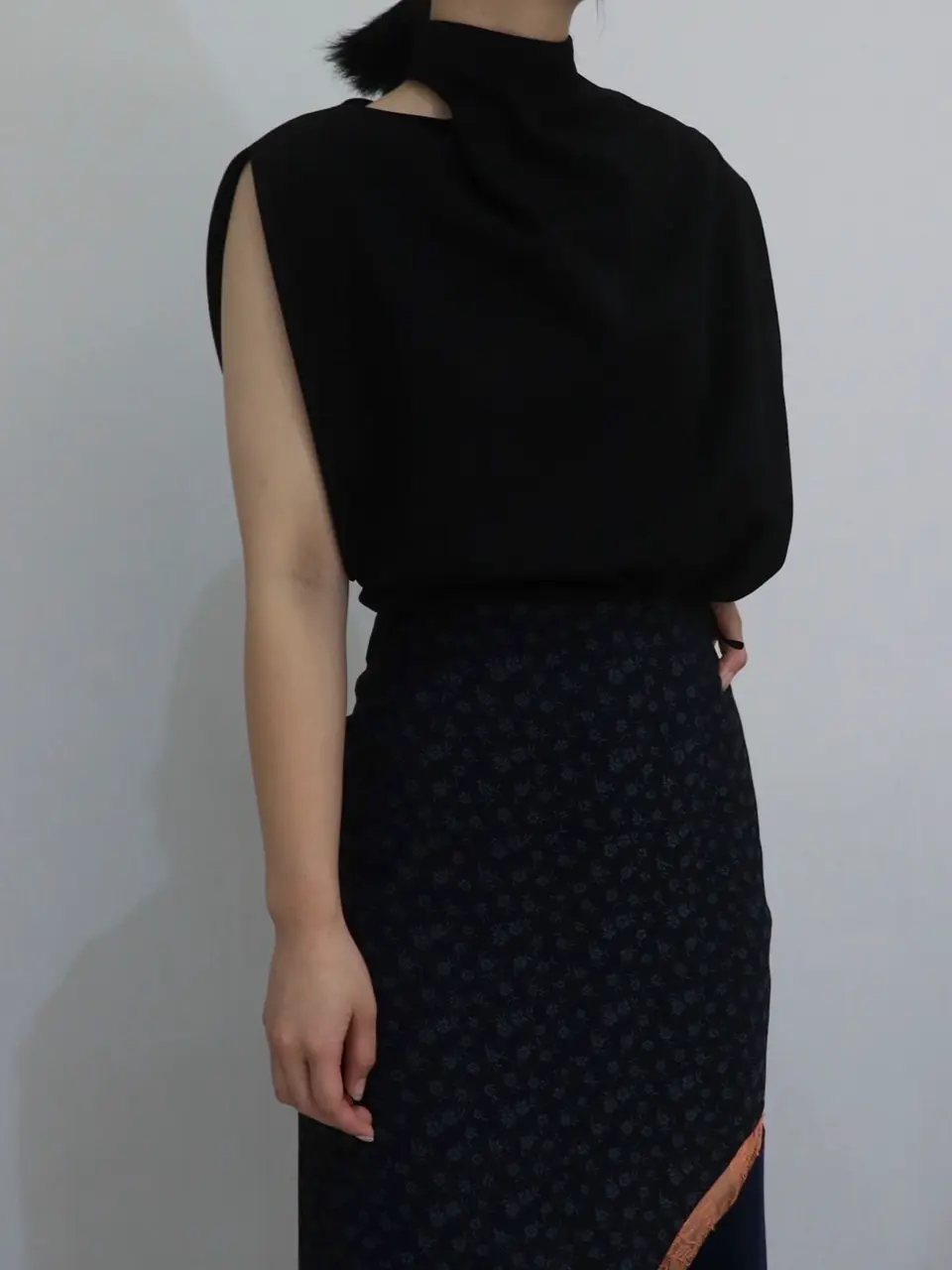 Cupro Triacetate Floral Jacquard Skirt-キュプラトリアセテート
