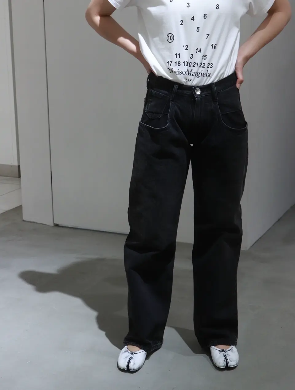 Straight jeans contrast pocket-ストレートジーンズ