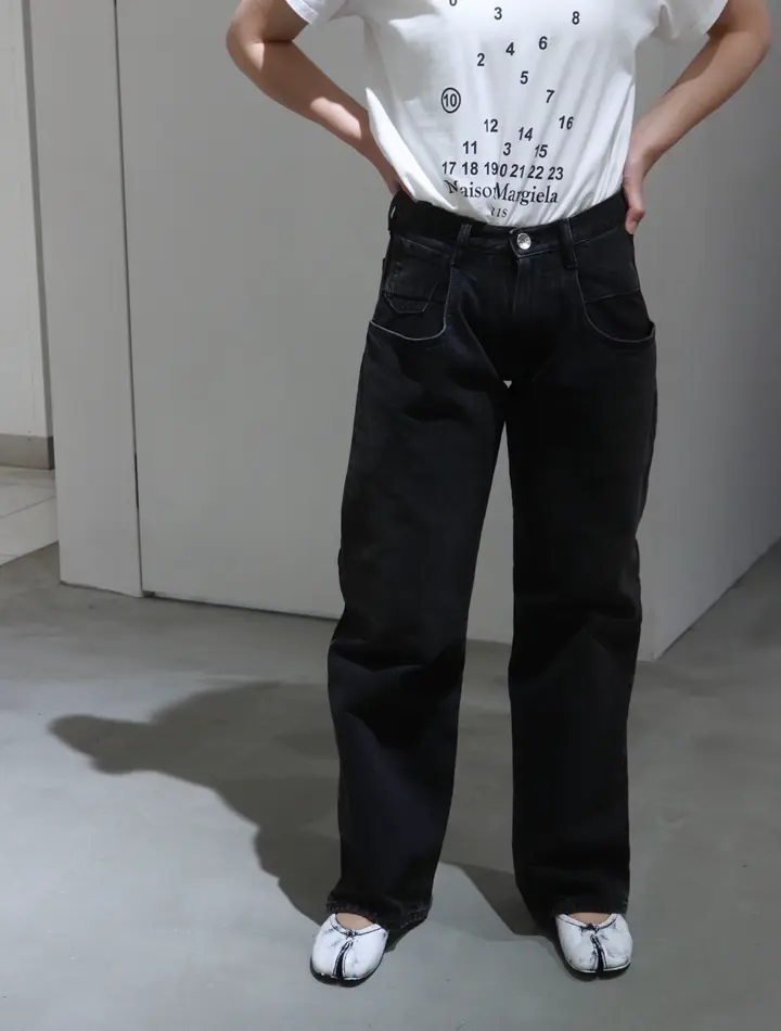 新品 Martin Margiela マルタンマルジェラ 黒コットンストレート Maison Margiela（メゾンマルジェラ） パンツ S30KA0626 M35156 Wide