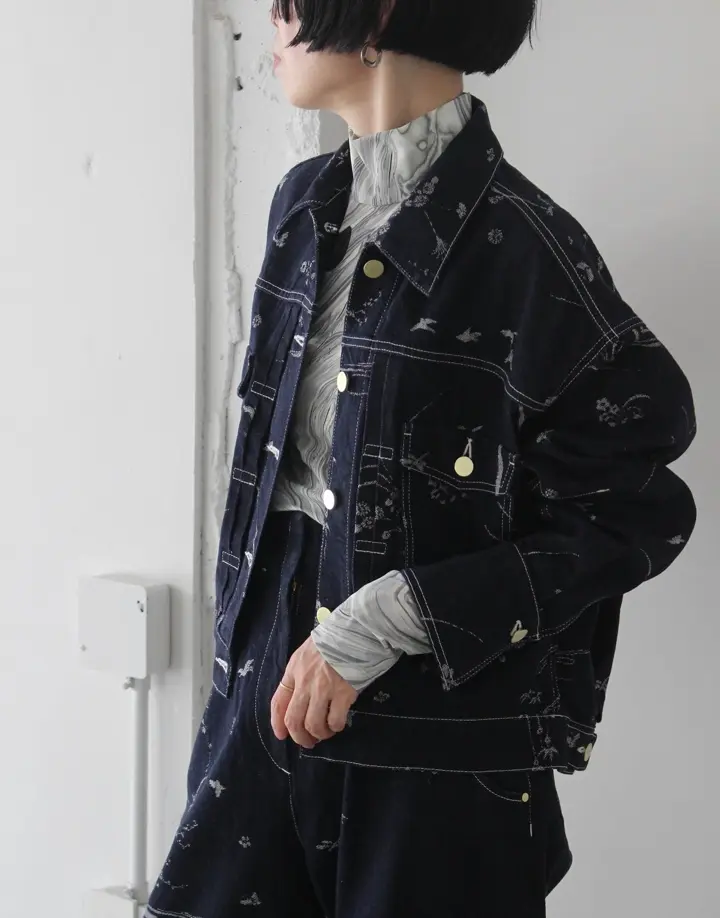Marble Print Jersey High Neck Top-マーブルプリントジャージー