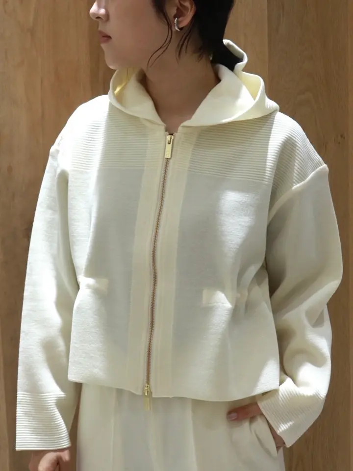 TW MILAN CROPPED HOODIE JACKET-ミランリブクロップフーディー
