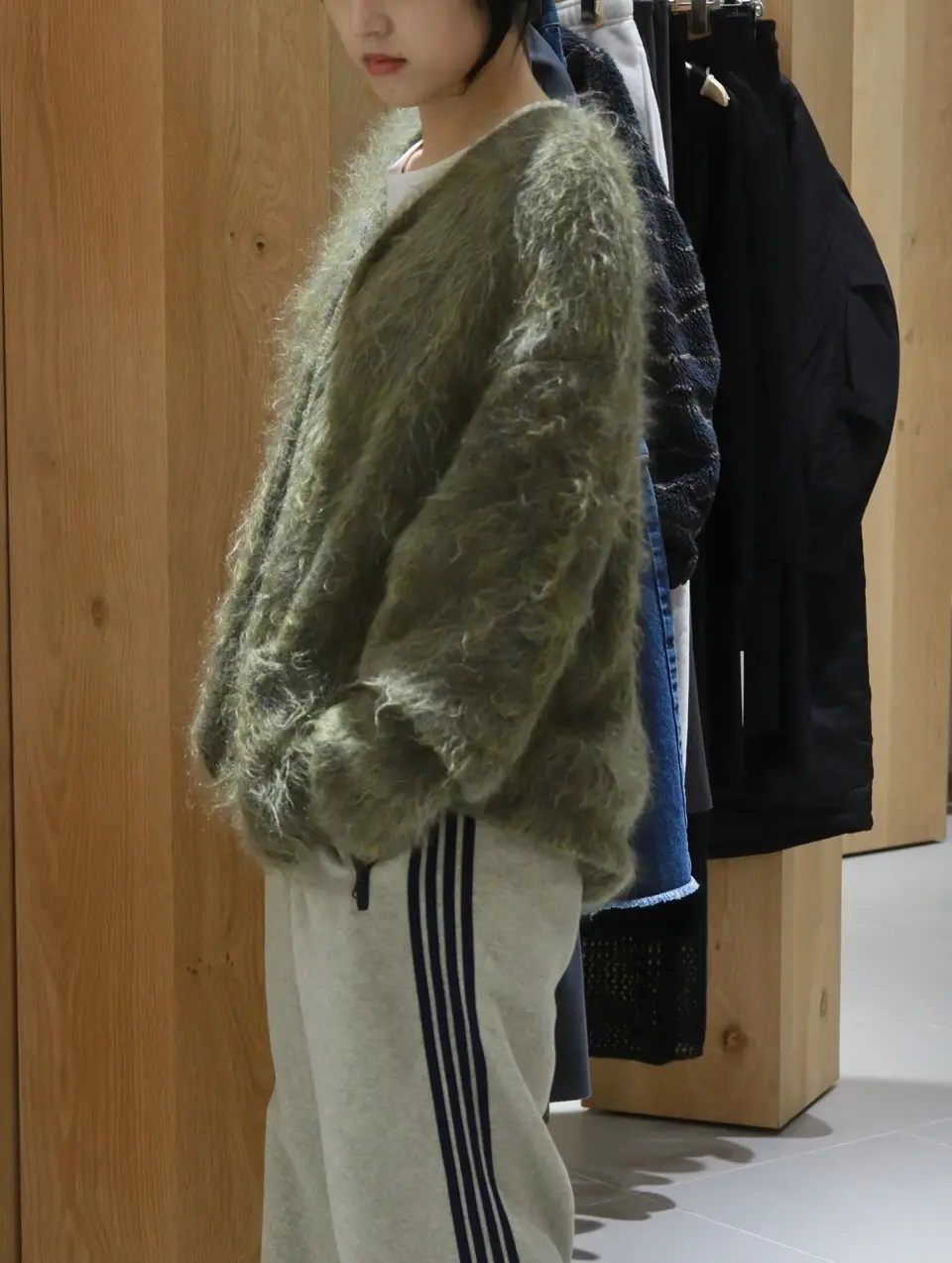 Shaggy V-neck Cardigan-シャギーブイネックカーディガン-INSCRIRE