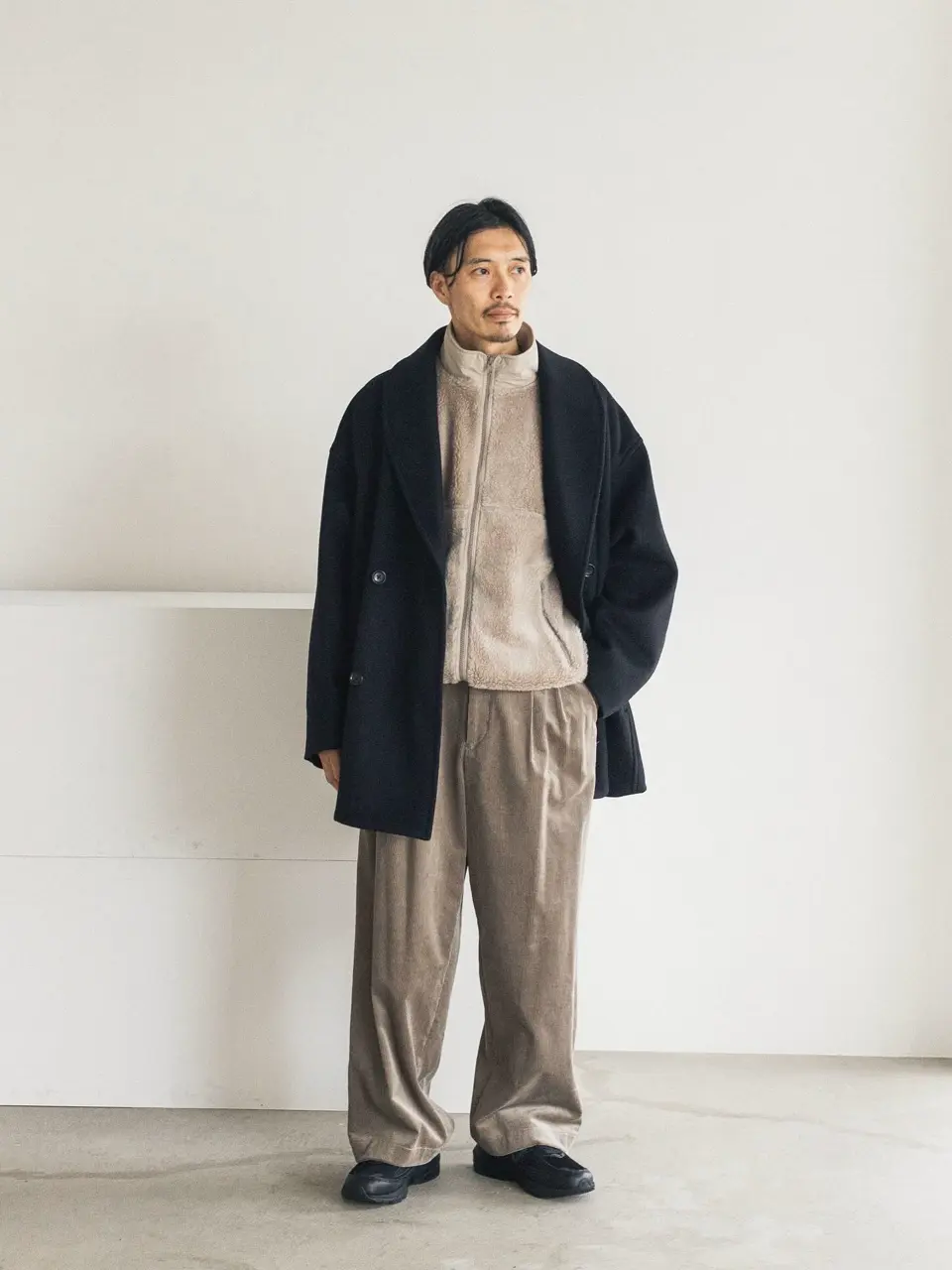 Light Melton Shawl Collar Coat-ライトメルトンショールカラーコート